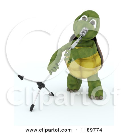 Clipart of a 3d Tortoise Singer with a Microphone 2 - Royalty Free CGI Illustration by KJ Pargeter