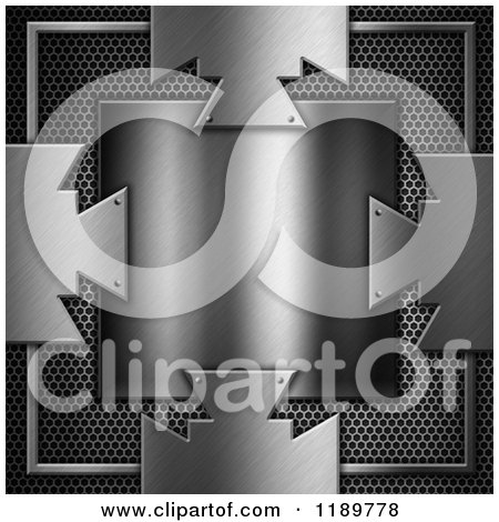 Clipart of a 3d Metal Plaque over Perforations - Royalty Free CGI Illustration by KJ Pargeter