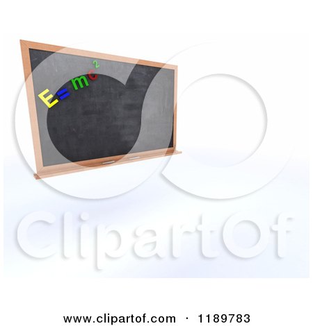 Clipart of a 3d Physics Class Black Board - Royalty Free CGI Illustration by KJ Pargeter