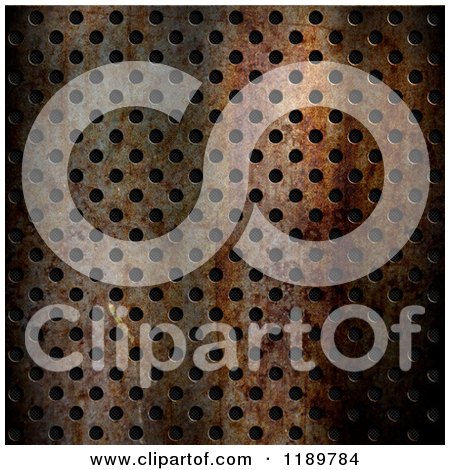 Clipart of a 3d Rusty Perforated Metal Background Texture - Royalty Free CGI Illustration by KJ Pargeter