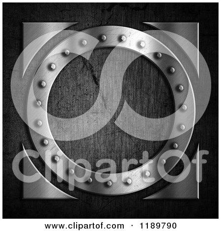 Clipart of a 3d Metal Rivet Ring over Concrete - Royalty Free CGI Illustration by KJ Pargeter