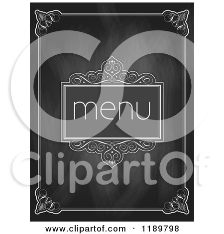 Clipart of a Black Slate Chalkboard Menu Design with a White Border 2 - Royalty Free Vector Illustration by KJ Pargeter