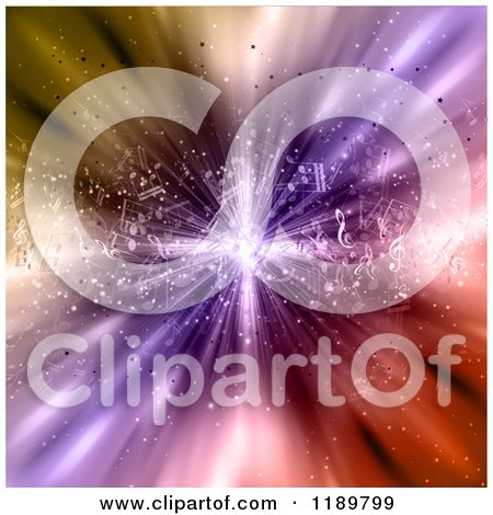 Clipart of a Colorful Burst of Music Notes - Royalty Free Vector Illustration by KJ Pargeter
