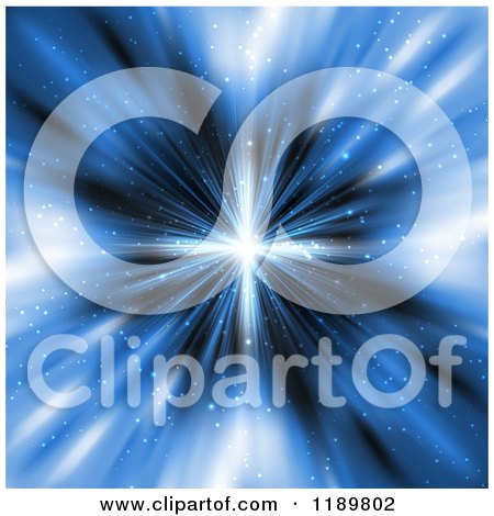 Clipart of a Blue Star Bust Background - Royalty Free Vector Illustration by KJ Pargeter