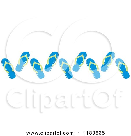 Cartoon of a Border of Blue and Green Flip Flop Sandals - Royalty Free Vector Clipart by Johnny Sajem