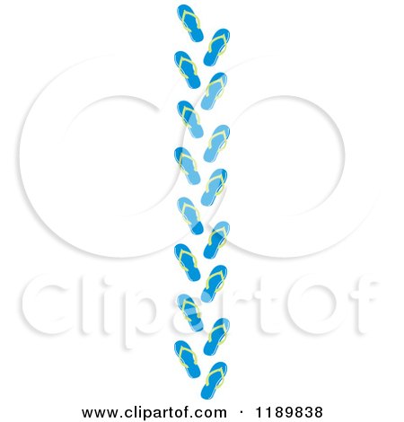 Cartoon of a Vertical Border of Blue and Green Flip Flop Sandals - Royalty Free Vector Clipart by Johnny Sajem