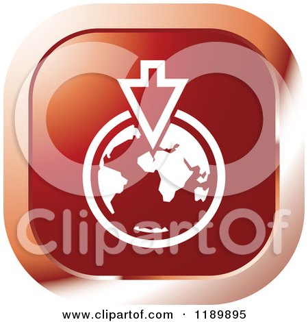 Clipart of a Red Download Globe Icon - Royalty Free Vector Illustration by Lal Perera