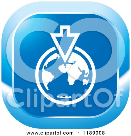 Clipart of a Blue Download Globe Icon - Royalty Free Vector Illustration by Lal Perera