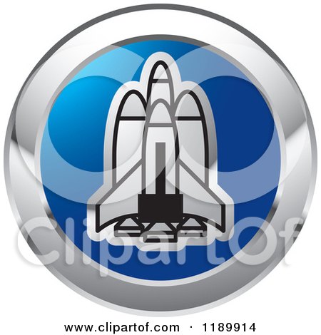 Clipart of a Round Silver and Blue Space Launch Icon - Royalty Free Vector Illustration by Lal Perera