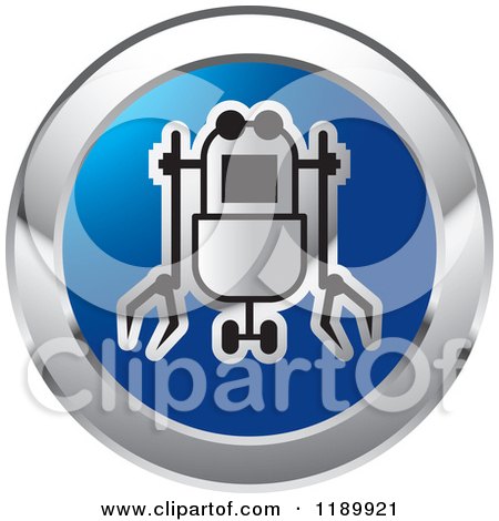 Clipart of a Round Blue and Silver Rover Robot Icon - Royalty Free Vector Illustration by Lal Perera
