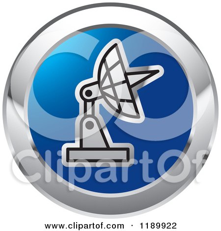 Clipart of a Round Blue and Silver Satellite Dish Icon - Royalty Free Vector Illustration by Lal Perera