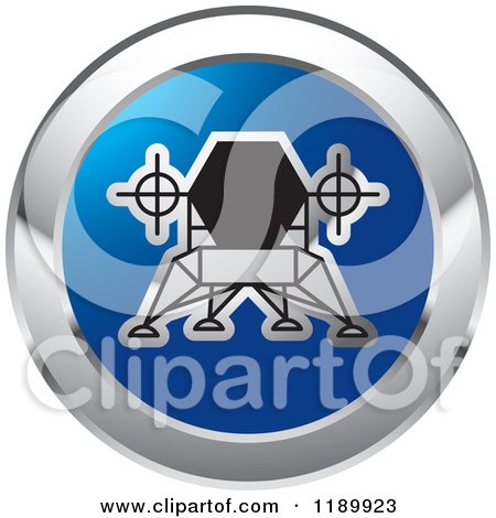 Clipart of a Round Blue and Silver Robotic Spacecraft Icon - Royalty Free Vector Illustration by Lal Perera