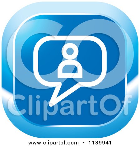 Clipart of a Blue Contact Chat Balloon Icon - Royalty Free Vector Illustration by Lal Perera