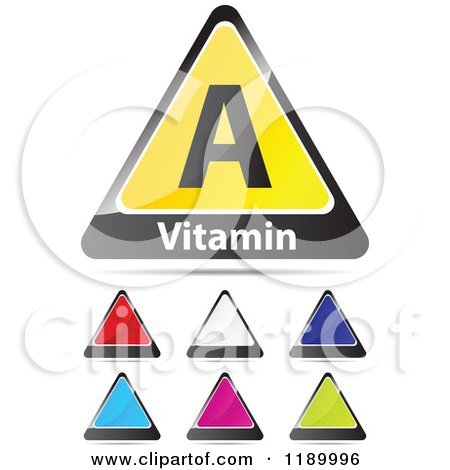 Clipart of Vitamin a and Colorful Triangle Icons - Royalty Free Vector Illustration by Andrei Marincas