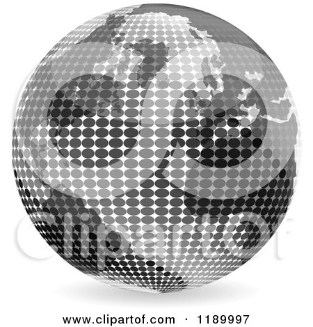 Clipart of a Grayscale Halftone Globe - Royalty Free Vector Illustration by Andrei Marincas