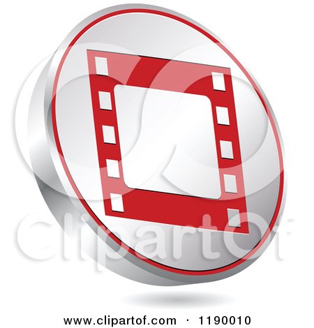 Clipart of a Floating Round Silver and Red Film Strip Icon - Royalty Free Vector Illustration by Andrei Marincas