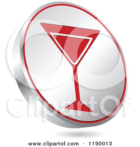 Clipart of a Floating Round Silver and Red Martini Glass Icon - Royalty Free Vector Illustration by Andrei Marincas