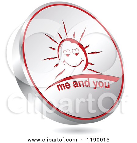 Clipart of a Floating Round Silver and Red Me and You Sun Icon - Royalty Free Vector Illustration by Andrei Marincas