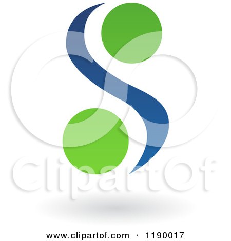 Clipart of an Abstract Letter S Yin Yang in Blue and Green - Royalty Free Vector Illustration by cidepix