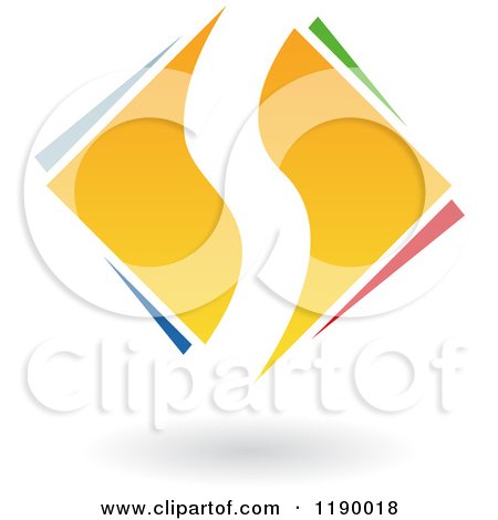 Clipart of an Abstract Letter S over Colorful Squares - Royalty Free Vector Illustration by cidepix
