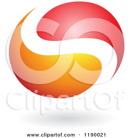 Clipart of an Abstract Letter S Yin Yang in Red and Orange - Royalty Free Vector Illustration by cidepix