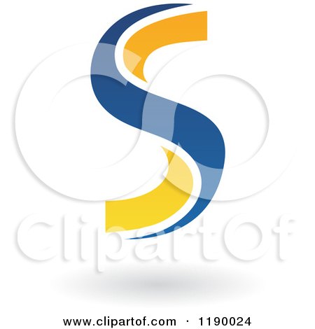 Clipart of an Abstract Letter S in Blue and Yellow 2 - Royalty Free Vector Illustration by cidepix