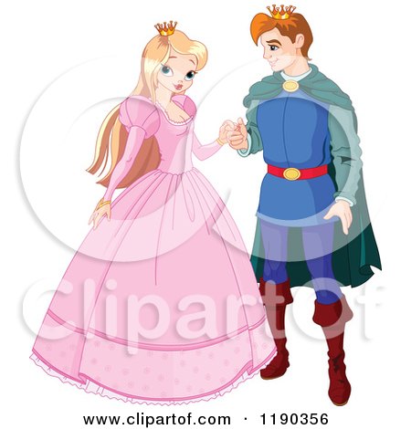 Happy Blond Princess and Handsome Prince Charming Couple Posters, Art Prints