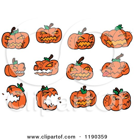 Cartoon of a Jack-o-lanterns - Royalty Free Vector Illustration by lineartestpilot
