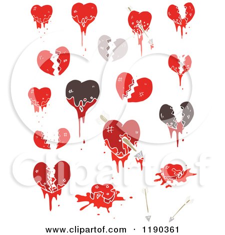 Cartoon of Broken Hearts - Royalty Free Vector Illustration by lineartestpilot