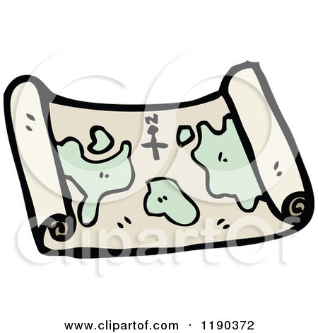 Cartoon of a Scrolled Map - Royalty Free Vector Illustration by lineartestpilot