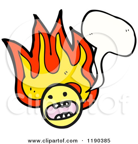 Cartoon of a Flaming Circle Monster Speaking - Royalty Free Vector Illustration by lineartestpilot