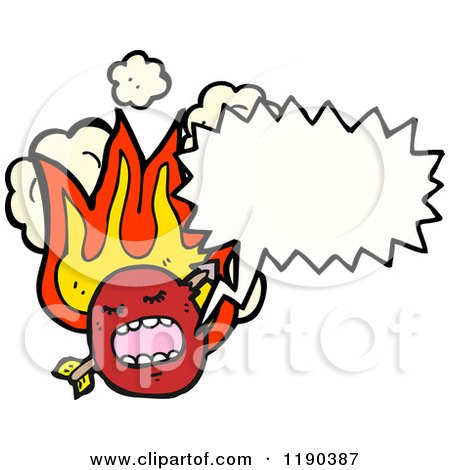 Cartoon of a Flaming Circle Monster Speaking - Royalty Free Vector Illustration by lineartestpilot