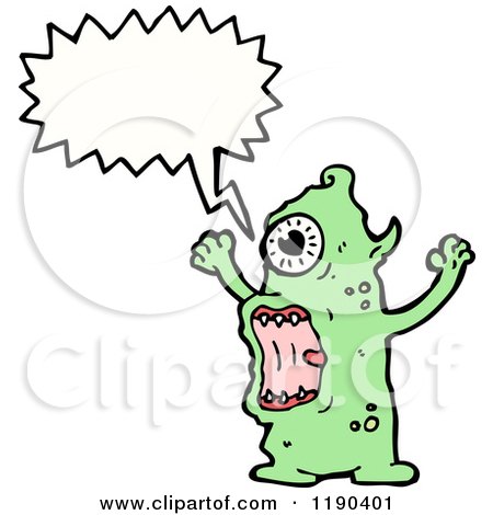 Cartoon of a One Eyed Monster Speaking - Royalty Free Vector Illustration by lineartestpilot