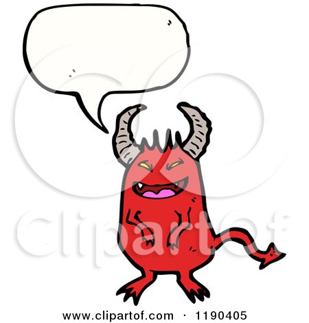 Cartoon of a Devil Monster Speaking - Royalty Free Vector Illustration by lineartestpilot