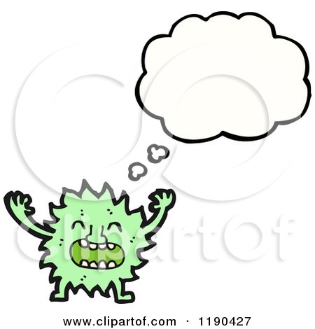 Cartoon of a Small Furry Monster Thinking - Royalty Free Vector Illustration by lineartestpilot