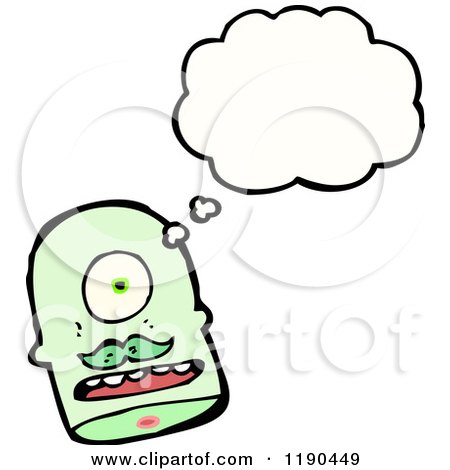 Cartoon of a Monster's Thinking - Royalty Free Vector Illustration by lineartestpilot