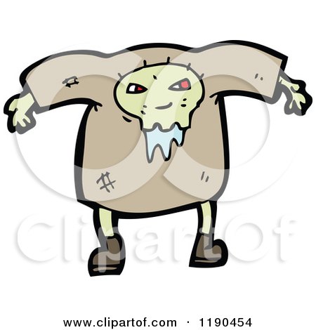 Cartoon of a Green Ghoulish Monster - Royalty Free Vector Illustration by lineartestpilot