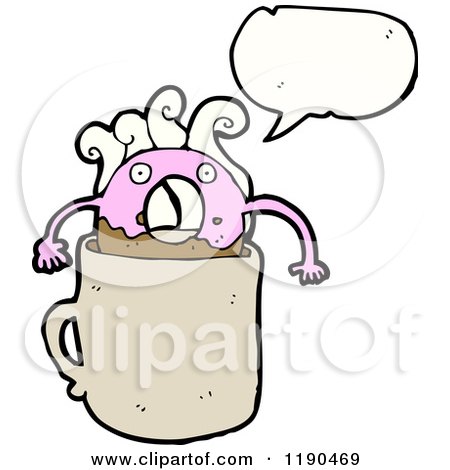 Cartoon of a Dunking Donut Speaking - Royalty Free Vector Illustration by lineartestpilot
