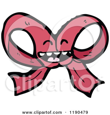 Cartoon of a Smilimg Red Bow - Royalty Free Vector Illustration by lineartestpilot
