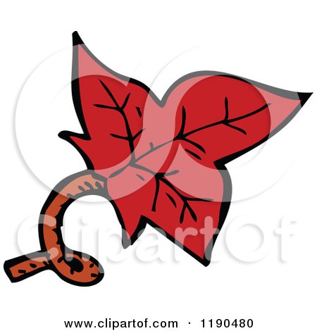 Cartoon of a Red Leaf - Royalty Free Vector Illustration by lineartestpilot