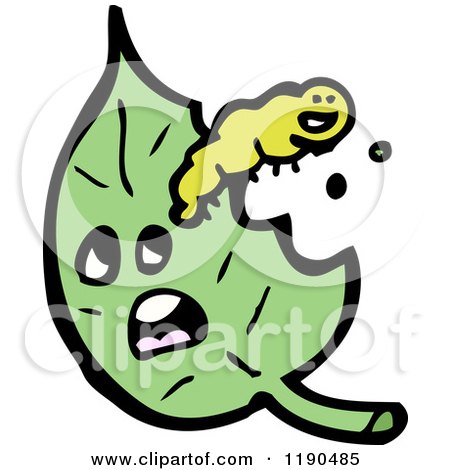 Cartoon of a Catapiller Eating a Leaf - Royalty Free Vector Illustration by lineartestpilot