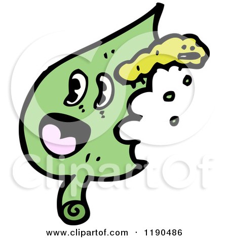 Cartoon of a Catapiller Eating a Leaf - Royalty Free Vector Illustration by lineartestpilot