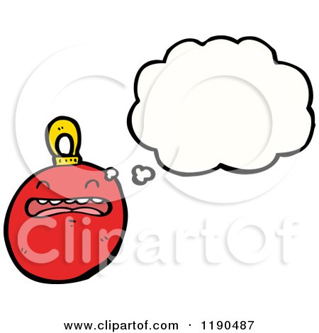 Cartoon of a Christmas Ornament Thinking - Royalty Free Vector Illustration by lineartestpilot