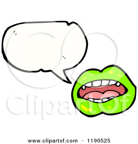 Cartoon of Green Vampire Lips Speaking - Royalty Free Vector Illustration by lineartestpilot