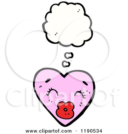 Cartoon of a Pink Heart Thinking - Royalty Free Vector Illustration by lineartestpilot