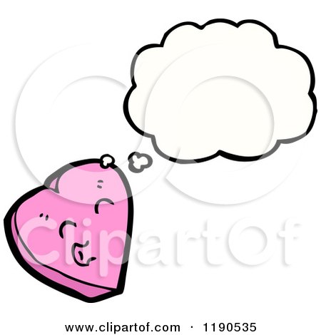 Cartoon of a Pink Heart Thinking - Royalty Free Vector Illustration by lineartestpilot