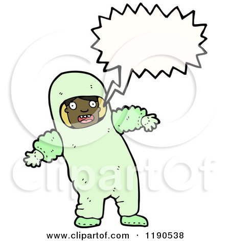 Cartoon of a Black Man in a Radiation Suit Speaking - Royalty Free Vector Illustration by lineartestpilot