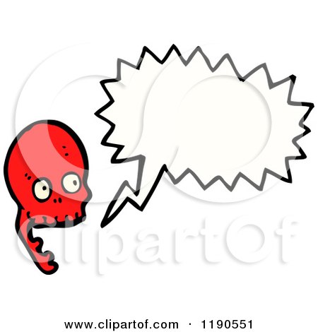 Cartoon of a Red Skull Speaking - Royalty Free Vector Illustration by lineartestpilot