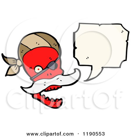 Cartoon of a Red Pirate Skull Speaking - Royalty Free Vector Illustration by lineartestpilot