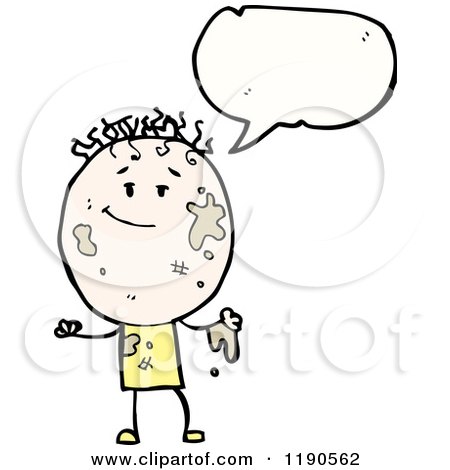 Cartoon of a Muddy Boy Speaking - Royalty Free Vector Illustration by lineartestpilot